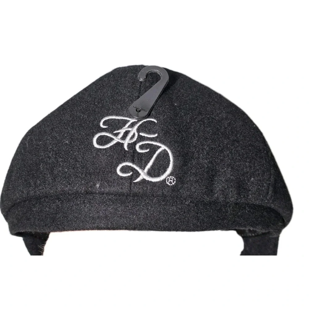 NWT Harley Davidson Womens Bk. Wool Blend Newsboy Hat Satin Lining Silver‎ Chain